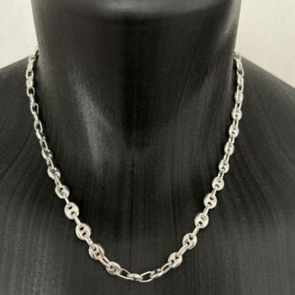 Collier  Maille Grain De Café Argent Massif 925/1000